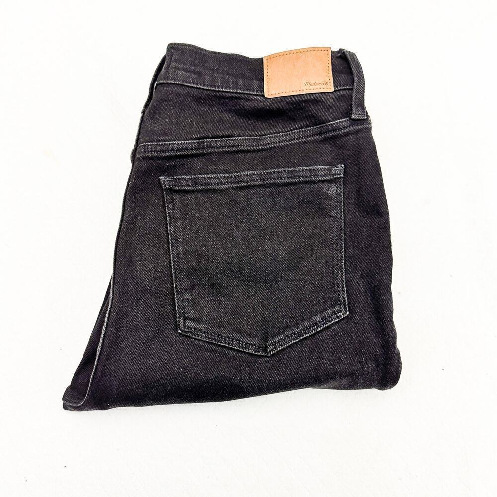 Madewell Cali-Demi Boot Black Denim Jeans Raw Hem Size 32 Petite